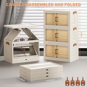 Armario de Almacenamiento Plegable para el Hogar, Organizadores de Armarios Plegables, Cajas y Contenedores de Almacenamiento de Plástico Multifuncionales Apilables con Ruedas - Product Image 2