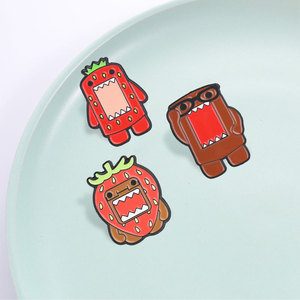 Lindo Pin Esmaltado de <span class=keywords><strong>Domo</strong></span> <span class=keywords><strong>Kun</strong></span> con Fresa y Flor, 3 Estilos, Broche de Monstruo Frutal, Regalos Promocionales Personalizables para Decoración de Mochilas - Product Image 4