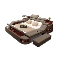 Moderne Lederen Multifunctionele Smart Bedden Tatami Luxe Massage Dubbel Enkel Bed Met Speaker Koning Queen Size Bed Goede Kwaliteit