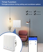 Interrupteur mural intelligent WIFI Tuya pour maison connectée, bouton unique, sans neutre, norme européenne, commande vocale et via application, programmation, 250V / Interrupteur intelligent