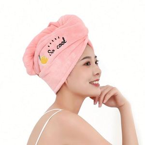 Serviette de bain personnalisée pour femme, épaisse, double couche, confortable, en polaire corail, brodée de dessins animés, pour sécher les cheveux - Product Image 5