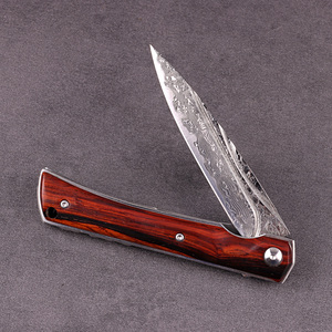 Tinh Tế Handmade Damascus Dao Thép Xách Tay EDC Chiến Thuật Tự Vệ Folding Hunting Knife Với Vỏ Bọc - Product Image 6
