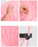 Chaise pliante de camping, siège rond rembourré portable avec poche latérale, structure en acier, pour plage, pique-nique, jardin