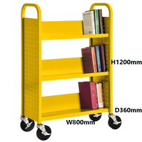 Équipement de bibliothèque Chariot de rangement de bibliothèque à 3 niveaux Étagère à livres mobile de bureau
