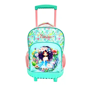 Neue Trend ing School Trolley Rucksack Taschen Benutzer definierte Stickerei Logo Kinder Taschen Flower Girl School Trolley Taschen für Kinder