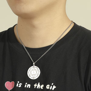 Collar con Colgante de Acero Inoxidable con <span class=keywords><strong>Amuleto</strong></span> <span class=keywords><strong>del</strong></span> <span class=keywords><strong>Rey</strong></span> Salomón Contra Enfermedades, Talismán <span class=keywords><strong>del</strong></span> Pentáculo de Marte y Escorpión, Joyería para Hombre - Product Image 4