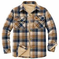 Veste matelassée en flanelle décontractée pour homme de haute qualité, à carreaux, boutonnée, avec poches avant surdimensionnées, légère et chaude