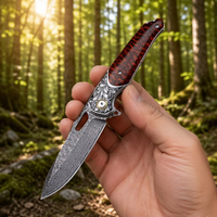 Nouveau couteau pliant tactique en laiton Damas, couteau de poche avec manche en bois de serpent, pour camping, bushcraft, chasse, utilitaire DM051