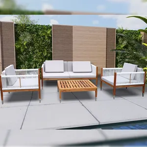 Garden Furniture Sofa Sets Outdoor Hotel Villa Use Conversation Set High End Patio Wood Sofa Resort Furniture