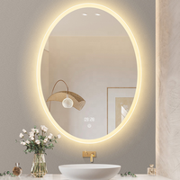 Miroir mural LED de forme ovale de haute qualité, anti-buée, miroir de vanité de salle de bain pour hôtel
