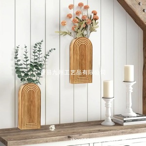 Wooden <b>Wall</b> <b>Mounted</b> Dried Flower Rack Irregular Shape Bohemian Style Indoor Plant Decoration <b>Shelf</b> For Home Decor - Product Image 2