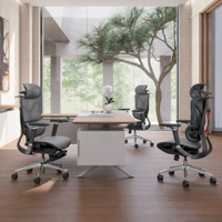 Chaise de bureau exécutive ergonomique noire avec support lombaire réglable, chaise de bureau moderne en maille pour ordinateur