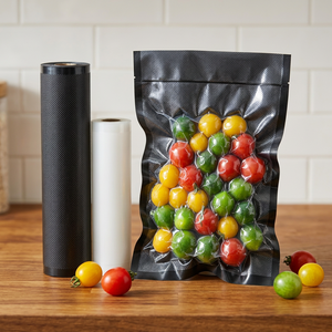 Eco-Friendly Matte Finish Black Vacuum Bag Smell Proof Custom Printed Roll Bags High Quality Packaging Food Chewing Gum Jelly - Product Image 1