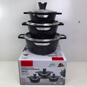 Lot de 6 grandes marmites en aluminium antiadhésives pour cuisinière à induction, grande capacité, 32-36-40 cm - Product Image 3