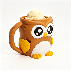 Tazza per gelato a forma di gufo stampata in 3D, tazza portatile creativa per dessert, tazza decorativa in PLA per casa e esterno - Product Image 6