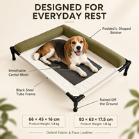 Lit surélevé pour chien avec rebord en L, en cuir PU et tissu Oxford, design tendance pour grands chiens, respirant et confortable