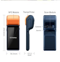 Terminal portable Android 11 de système de point de vente SMART de 5.5 pouces avec imprimante de reçu thermique de 58mm Machine de point de vente mobile