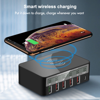 Chargeur USB rapide intelligent à 6 ports Multiport QC 3.0 Station de charge rapide avec port PD de type C Chargeur sans fil rapide Fonction électrique