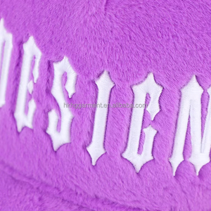 Custom <b>Purple</b> 5 Panel Velvet Trucker <b>Hat</b> Blank Custom Embroidery <b>Hats</b> Fuzzy Trucker <b>Hat</b> For Adults - Product Image 4