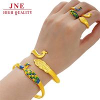 Ouverture du Vietnam Bracelet pour femme en or plaqué cuivre Bague paon Costume cloisonné
