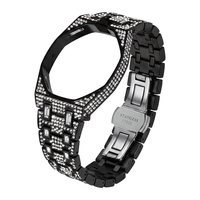 Kit de modification de boîtier et bracelet de montre de luxe pavé de diamants, lunette sertie de diamants, fermoir en acier inoxydable, accessoires pour montre connectée