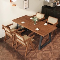 Table à manger rectangulaire moderne en bois pour 6 à 8 personnes, ensemble de meubles de restaurant et de restauration rapide