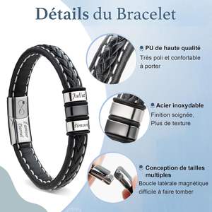 Bracelet en pierre naturelle gravé personnalisé pour homme Easycosy - Cadeau unique pour papa, grand-père, petit ami, mari, anniversaire - Product Image 4