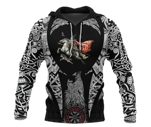 Heat-transfer Sublimation Northern Europe <strong>Viking</strong> Customized Print Man's <strong>Hoodies</strong> and Sweatshirts Wholesale Unisex Pullover <strong>Hoody</strong> - Product Image 2