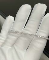 Pulsera de Oro Blanco de 18K con Diamantes Cultivados en Laboratorio, Incrustaciones Completas, Textura de Barra de Caramelo, Suministro Directo de Fábrica de Alta Gama