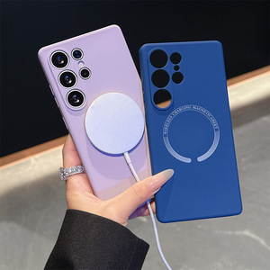 Per <span class=keywords><strong>Samsung</strong></span> S25 S24 S23 <span class=keywords><strong>S22</strong></span> S21 S20 S20 <span class=keywords><strong>Ultra</strong></span> liquido <span class=keywords><strong>silicone</strong></span> wireless ricarica custodia magnetica del telefono - Product Image 1