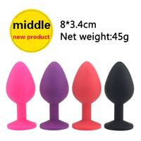 Silicone Rouge Et Noir Bijou Butt Anal Plug Sex Toys Unisexe Lisse Produits Pour Adultes Avec Métal Plaqué Bijoux Pour Les Couples