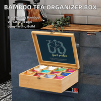 Boîte de rangement multifonctionnelle en bambou rectangulaire sculptée sur mesure, écologique, durable, pour sachets de thé, pour la maison et la cuisine