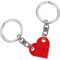 Porte-clés Cœur d'Amour, Lot de 2 Pièces, Blocs de Construction en Briques Acryliques, Puzzle DIY pour Couples, Anniversaires de Petit Ami et Petite Amie