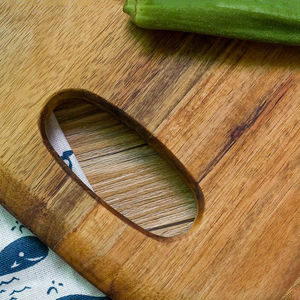 Creativo utensilios de cocina del logotipo del OEM del corte de carne de acacia, bloque de madera para picar con mango - Product Image 4