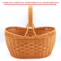 Großer, handgefertigter, rattenähnlicher Korb im chinesischen Stil für Picknick, Outdoor, Obstpflücken und Einkaufen