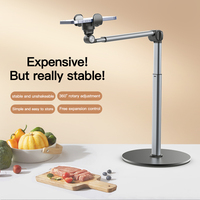 Support de sol pour tablette en alliage d'aluminium, réglable en hauteur, rotatif à 360°, support vidéo aérien, support de téléphone pour lit, bureau, diffusion en direct