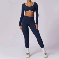 Ensemble de yoga pour femmes personnalisé, blocs de couleur, leggings taille haute, tenues de sport, extensible dans les 4 sens, vêtements de sport respirants à séchage rapide, vêtements de sport pour la salle de sport