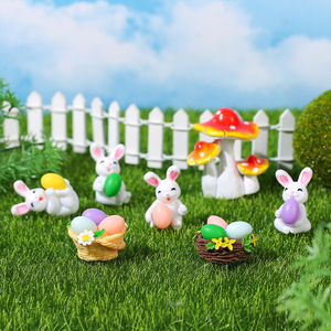 Easter Bunny Miniature Landscape Ornament Resin Craft Decor Indoor Outdoor Easter <b>Decoration</b> Nest <b>Eggs</b> Creative Jewelry - Product Image 1