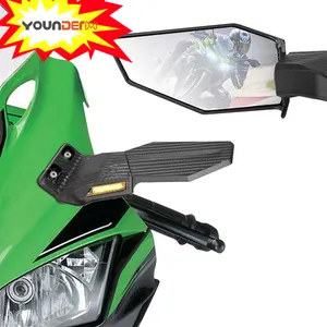 YD-T620 tùy chỉnh xe máy sợi carbon Gương Chiếu Hậu Xoay cánh vây với đèn LED tín hiệu rẽ cho Yamaha nmax R25