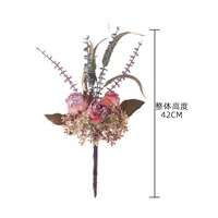 Bouquet de fleurs artificielles en soie personnalisé et réutilisable pour la maison, Noël, Pâques, la remise des diplômes, les mariages, style vintage, rose brûlée, bouquet de mariée