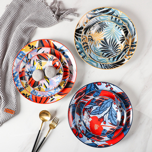 Soporte <span class=keywords><strong>de</strong></span> cerámica con diseño <span class=keywords><strong>de</strong></span> flores <span class=keywords><strong>de</strong></span> selva Tropical, para Tartas, 3 unidades - Product Image 3