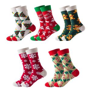 Vente en gros Chaussettes de sport de Noël unisexes Chaussettes de Noël moches avec design de dessin animé Père Noël Chaussettes d'équipage en coton Offre Spéciale pour hommes et femmes - Product Image 1