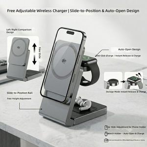 Estación de Carga Inalámbrica Magnética Plegable 3 en 1 de <span class=keywords><strong>25W</strong></span> con Soporte Ajustable de Apertura Automática para iPhone 17, Reloj y Auriculares - Product Image 4