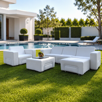 Platzsparendes KD Aluminium Outdoor-Sofa mit Vakuumkomprimierten Schaumstoffkissen für Terrasse und Garten, Sektionales Sofa für Ferienanlagen