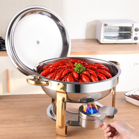 Plat de service de luxe doré 4,5 L en acier inoxydable, multifonctionnel, pour buffet d'hôtel, chauffe-plat à alcool