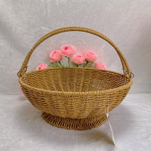 Cesta de frutas tejida redonda de 2.0-3.0 L con asa, hecha a mano, para almacenamiento en la cocina. - Product Image 2