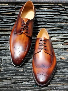 Scarpe da uomo in pelle fatte a mano personalizzate da uomo scarpe da Derby Brogue intagliato - Product Image 2