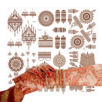 Autocollants de tatouage temporaire au henné, motifs floraux paisley complexes, imperméables, longue durée, écologiques, pour le visage, le corps, le jour du mariage