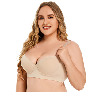 Push up anneau en acier Shapewear Deep Cup Surface lisse en gros couverture complète grande taille femmes soutiens-gorge - Product Image 1