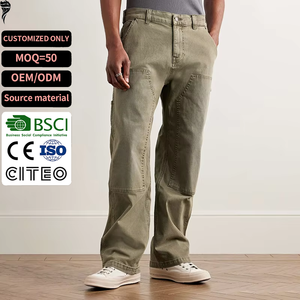 Pantalones Vaqueros Rectos Personalizados de Alta Calidad para Hombre, Pantalones de Trabajo con Doble Rodilla - Product Image 1